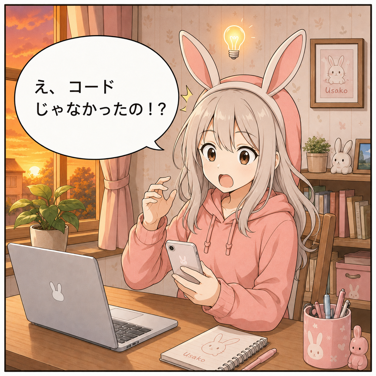 うさこ：衝撃